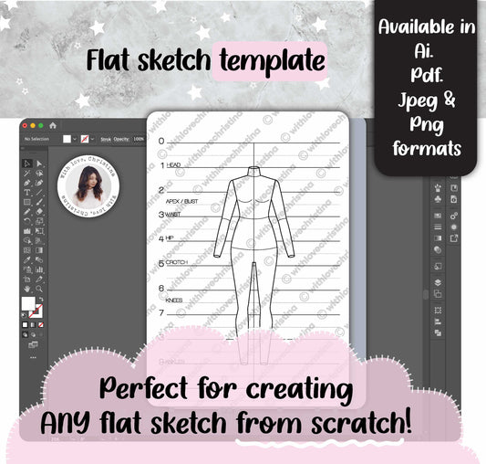 Flat Sketch Template (Editable Ai files, Png, Jpeg, Pdf)