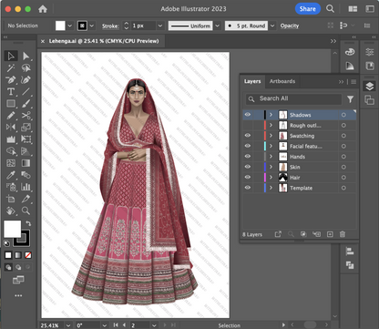The Sabyasachi Lehenga (Editable Ai. files)