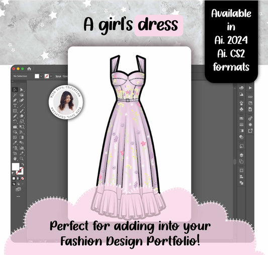 A girl's dress (Editable Ai. files)