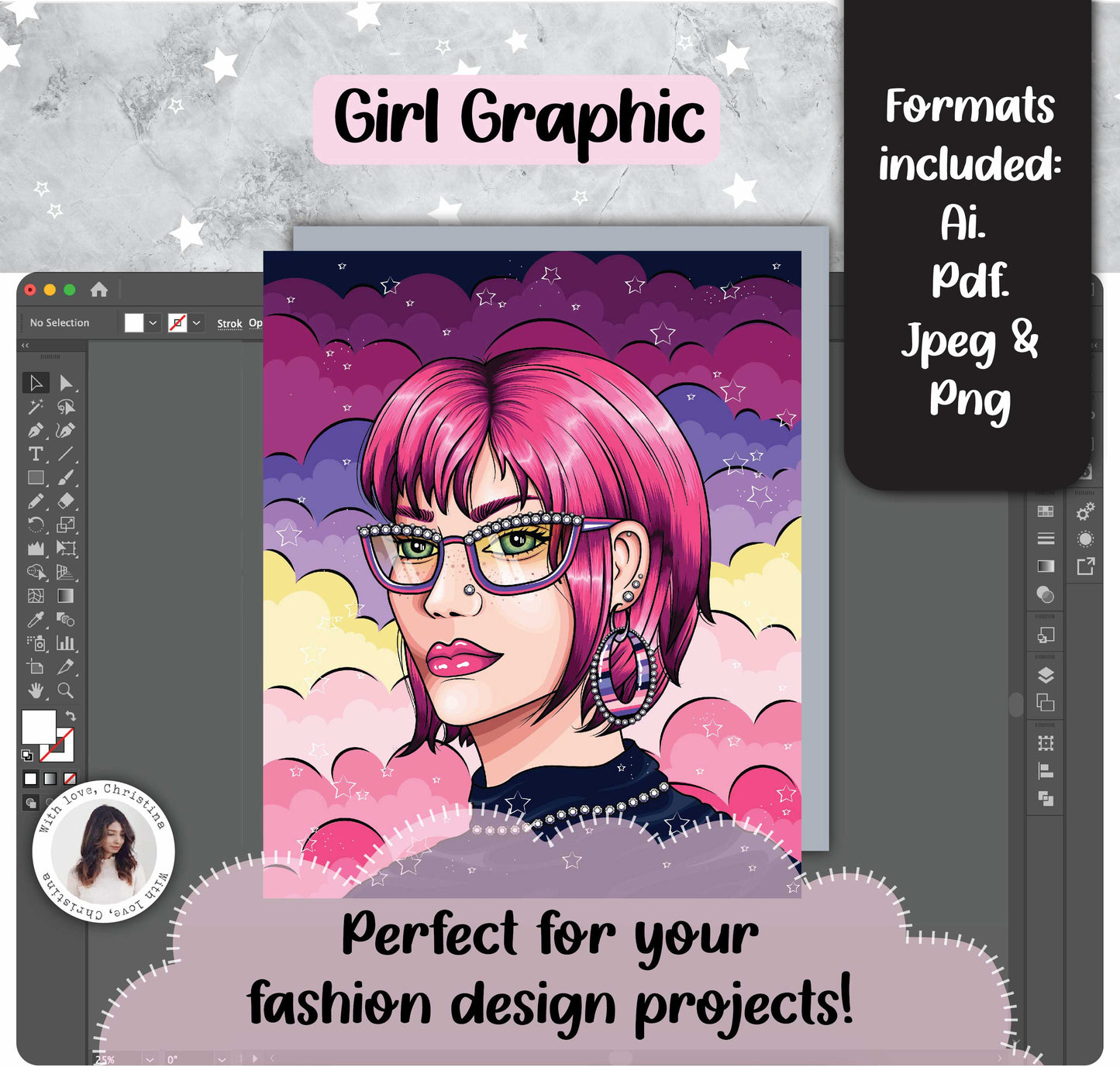 Girl Graphic (Editable Ai. files)