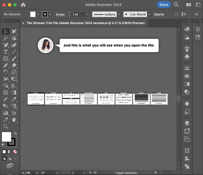 The ULTIMATE trim file for Fashion Design Projects (Editable Ai. files)