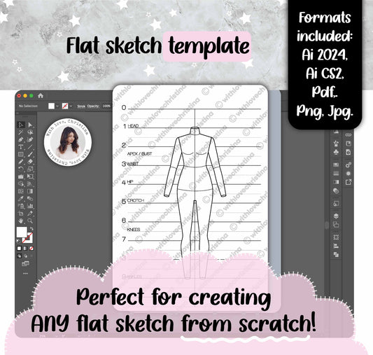 Flat Sketch Template (Editable Ai files, Png, Jpeg, Pdf)