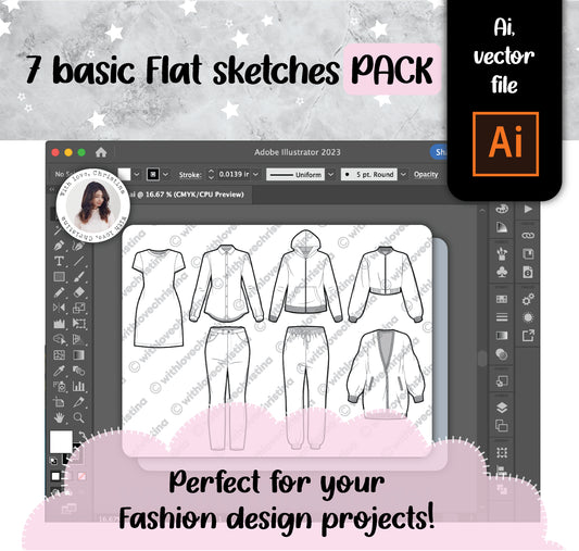 7 basic garment CADS (Editable Ai. files)